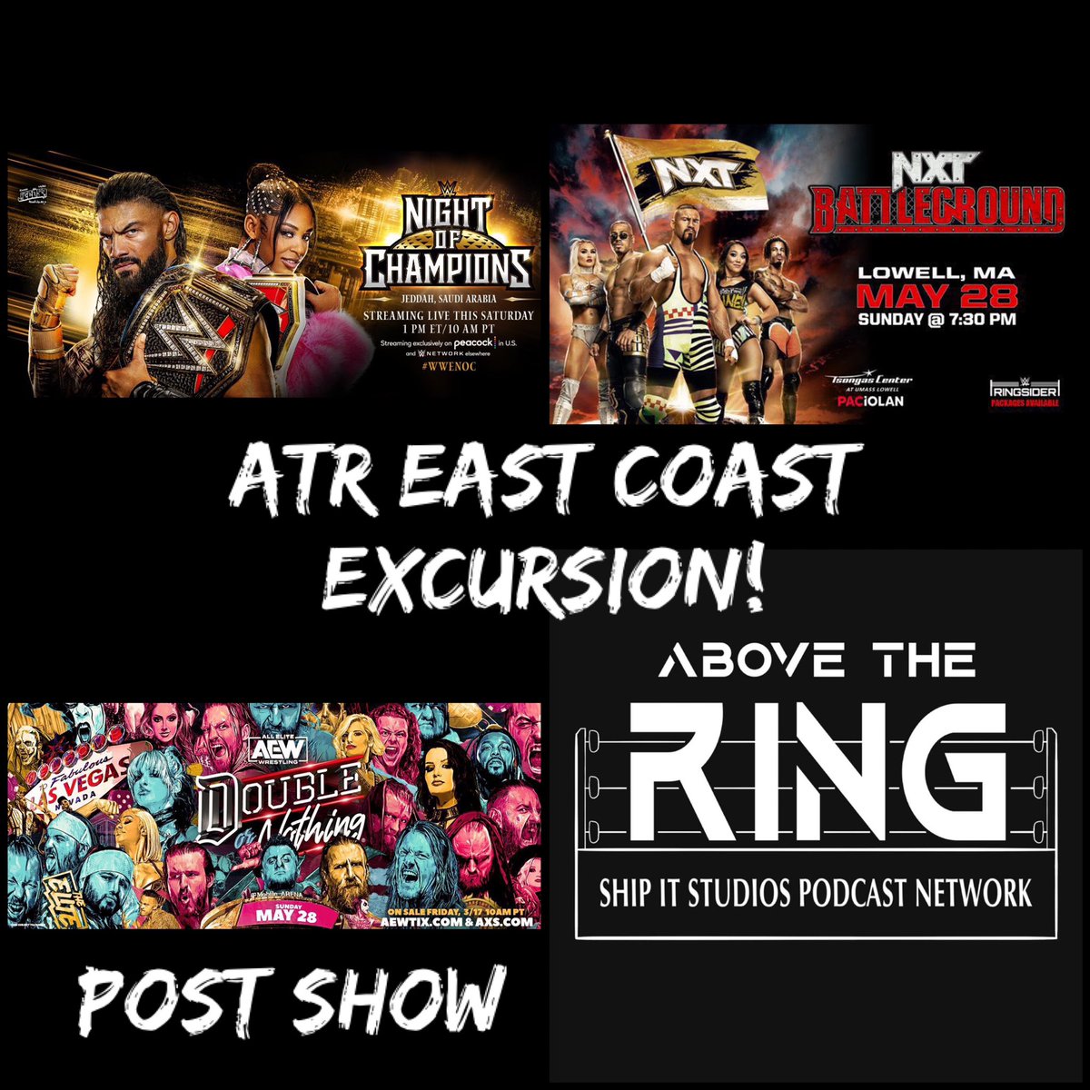 ATR East Coast Excursion Post Show #Podcast

The entire crew is back to discuss #WWENOC, #NXTBattleground, &amp; #AEWDoN. Plus w/ Season 3 of the <a href="/ShipItStudios/">Ship it Studios</a> Championship kicking off, who leads after this weekend? Find that out &amp; more!

Podcast Links
shipitstudios.com/abovethering