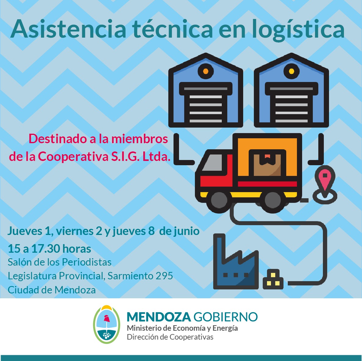 ProduccionMza's tweet photo. #GestiónCooperativa #Mendoza 
¡Atención! Continuamos con las capacitaciones a entidades locales, en esta oportunidad, será un ciclo sobre Logística para miembros de SIG Ltda. ¡Los esperamos! https://t.co/czFNJMi6CE