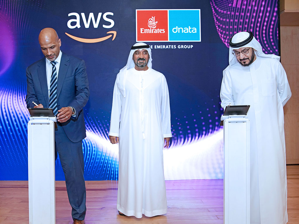 emirates's tweet photo. Its game on as we embark on an immersive digital journey with Amazon Web Services. In phase one, iXR, our immersive extended reality platform, will transform our employee experiences, including cabin crew training and employee onboarding. https://t.co/2T9CGCpsgG https://t.co/TBSB5Gj5qm