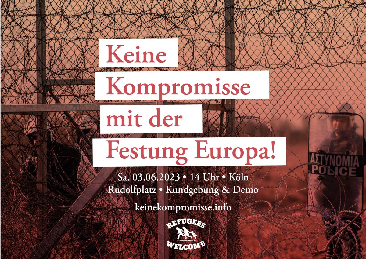 Hände weg vom Asylrecht! #keinekompromisse mit der #festungeuropa!

Aufruf zur NRW-weiten Demo: Samstag, 3. Juni 2023, Köln, 14:00h Rudolfplatz. Den ganzen Aufruf findet ihr unter: keinekompromisse.info.

#geas #stopgeas
#keinasylkompromiss
#RefugeesWelcome 
<a href="/linksjugendnrw/">linksjugend Nordrhein-Westfalen 🌱</a>
