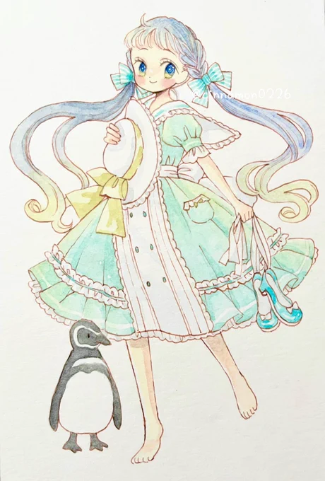 ちゃんと夏のワンピース  #イラスト #illustration