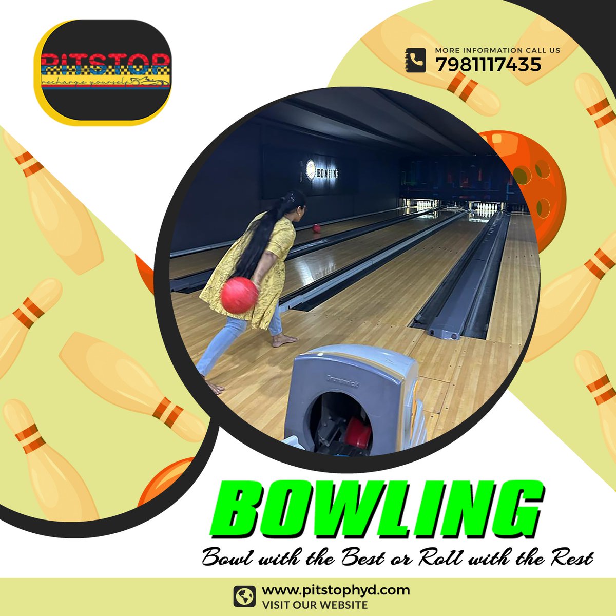 𝐁𝐎𝐖𝐋𝐈𝐍𝐆 - 𝐏𝐈𝐓𝐒𝐓𝐎𝐏
Bowl with the Best or Roll with the Rest.

For Inquiries - 7981117435
Visit: pitstophyd.com
.
.
.
#pitstop #pitstophyderabad #bowling #bowlingchallenge #BowlingAlley #bowlingclub #BowlingFun #BowlingStrike #NecklaceRoad #Hyderabad
