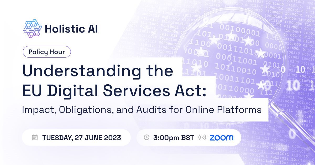 📢 Join us for our next Policy Hour webinar on 27 June 2023 at 3:00 PM BST, where we will unravel the nuances of the EU's Digital Services Act (DSA).

Register now: us06web.zoom.us/webinar/regist…

#AI #DigitalServicesAct #DSA #OnlinePlatforms #AlgorithmicAccountability

1/4