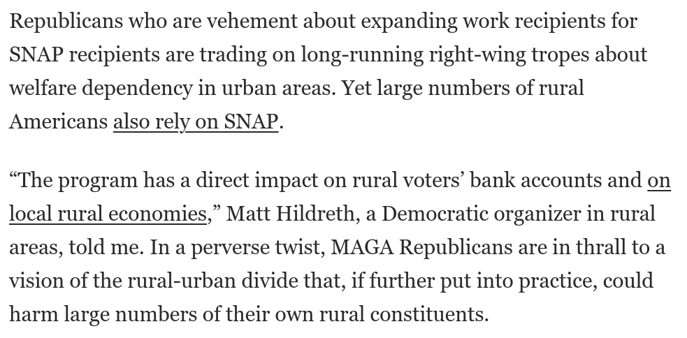 GregTSargent's tweet photo. @CenterOnBudget A lot of people in rural areas benefit from food stamps. In a perverse twist, MAGA Republicans are operating from stereotypes about programs for the poor that could hurt a lot of their own constituents:

https://t.co/fyaDd1Lukt https://t.co/0Tlf5RR2no