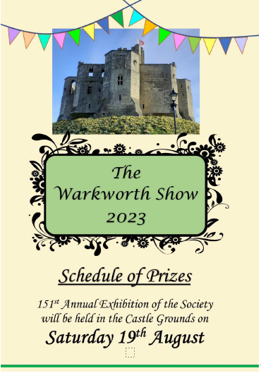 The 2023 Schedule for #WarkworthShow is now on our website, together with entry forms for the show!
warkworthshow.co.uk
