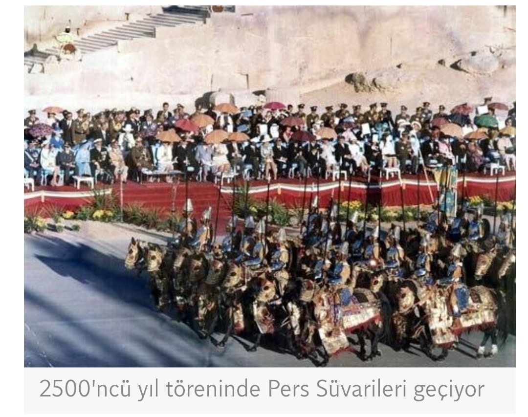 12-Resmi geçitler için 1700 kişilik özel eğitimli asker birliği kuruldu. Her biri Pers İmparatorluğu üniformalarıyla meydana çıktı.
Tören ve resmi geçit için 2.000 at ve deve seçilerek eğitildi.