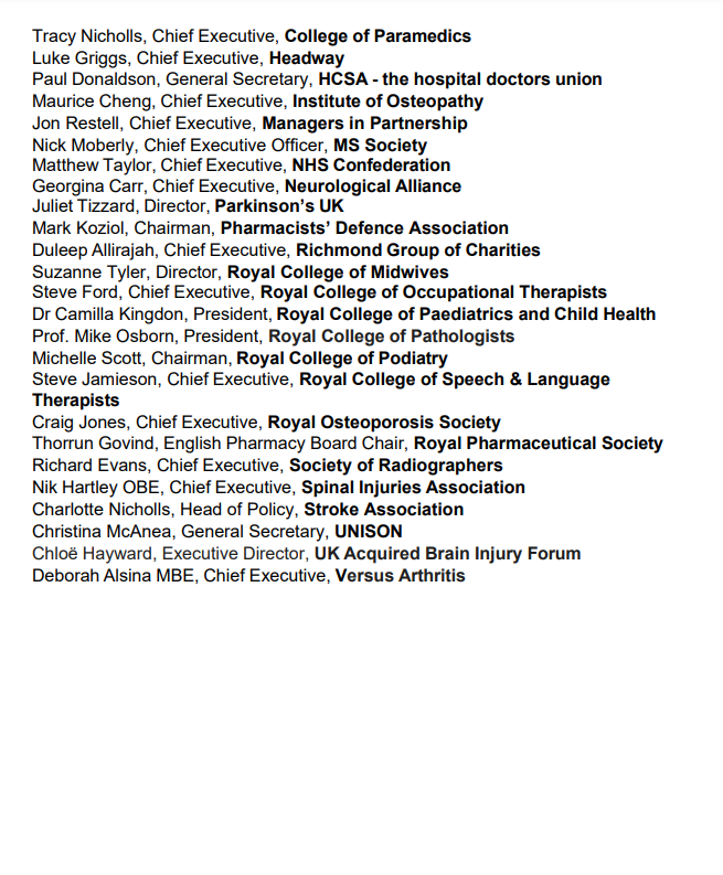 With thanks to @thecsp colleagues for co-ordinating, I am pleased to have added my signature as @RCSLT CEO to this letter from 40 health organisations urging @RishiSunak @10DowningStreet to unblock the NHS workforce plan.

1/2