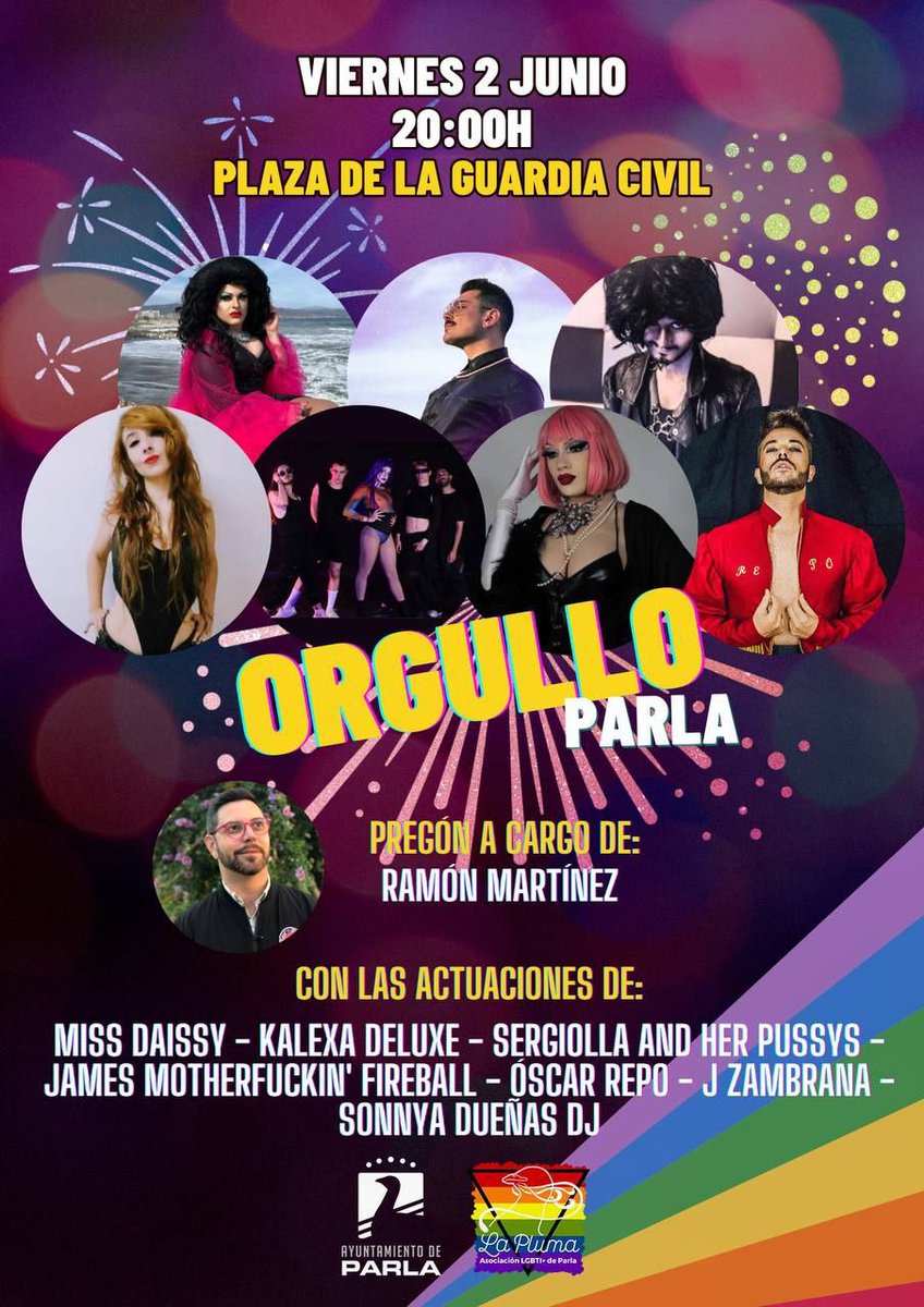 PodemosIU_Parla's tweet photo. 🏳️‍🌈🏳️‍⚧️ Llega el Orgullo LGTBI+ a #Parla con @laplumaparla 🙌

😍 Con el Pregón de este viernes comienza la programación de todo un mes bajo el lema "Parla por la igualdad efectiva y real: Memoria, derechos y visibilidad".

💬 En palabras de nuestra concejala de Igualdad, Feminismo y LGTBI @lesafre , "seguiremos apoyando siempre las reivindicaciones del colectivo, con una ciudad orgullosa de su diversidad".