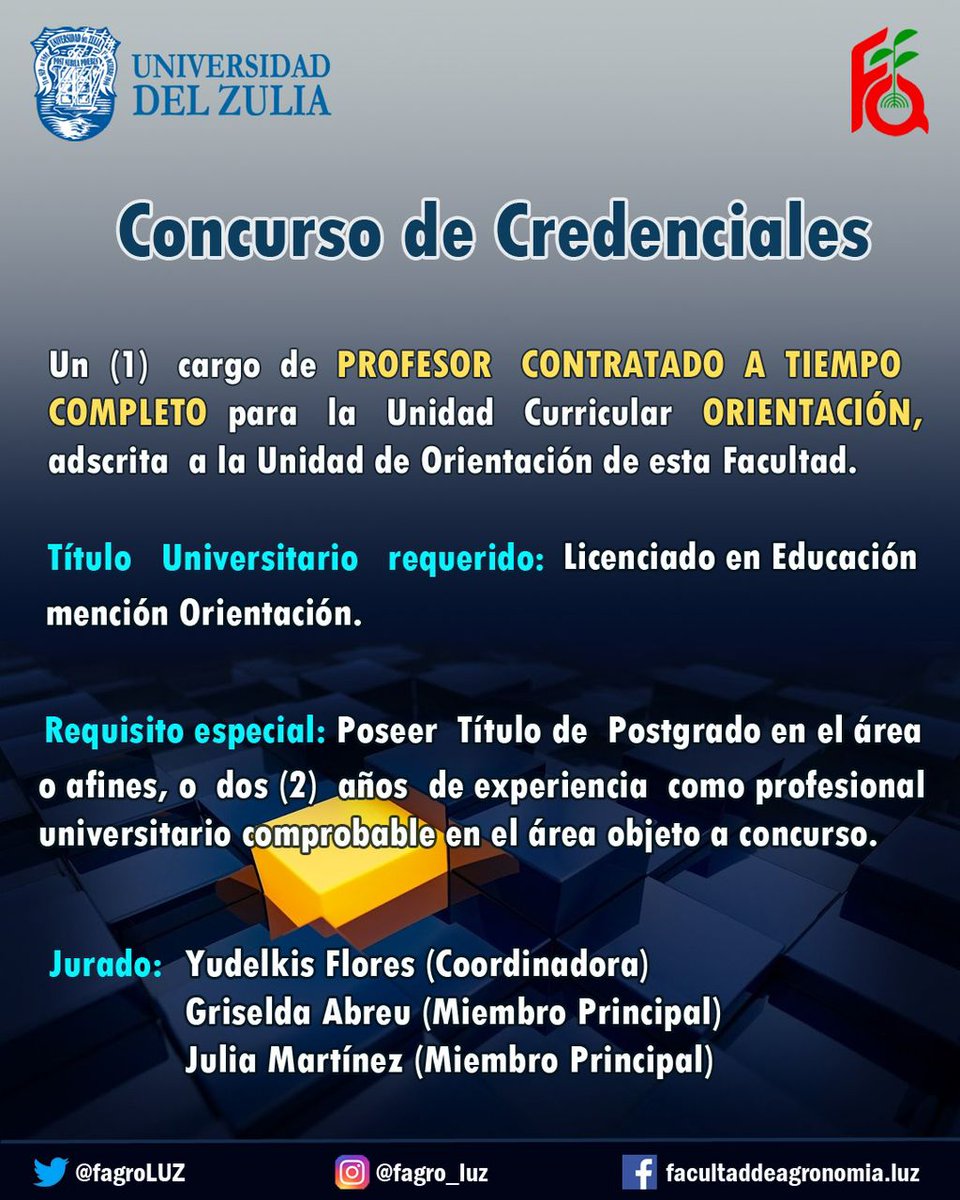 Concursos abiertos en @facultaddeagronomialuz primera parte #docencia #universidad #agricultura #produccionanimal #produccionvegetal