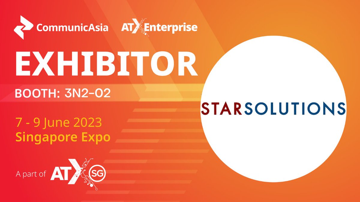 starsolutioninc's tweet photo. Next week we're excited to be back at @communicasia part of @AsiaTechxSG. Come by the Singapore Expo where we will be from June 7 to 9 in Hall 3, Booth 3N2-02.

#ATxSG #techxlr8asia #communicasia #privatelte #private5g #privatenetworks #5g https://t.co/FSD6wCy4Ob