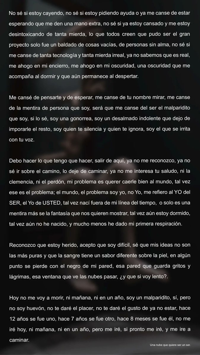 spii1's tweet photo. El trabajo debe ser contestatario, debe incomodar y generar tensión, debe doler  en el fondo de una lágrima, el arte debe argumentar y reflexionar, hoy en día el autorretrato se forma desde lo visceral, dejando al descubierto al ser y no a la persona. https://t.co/yBc06Mazmi