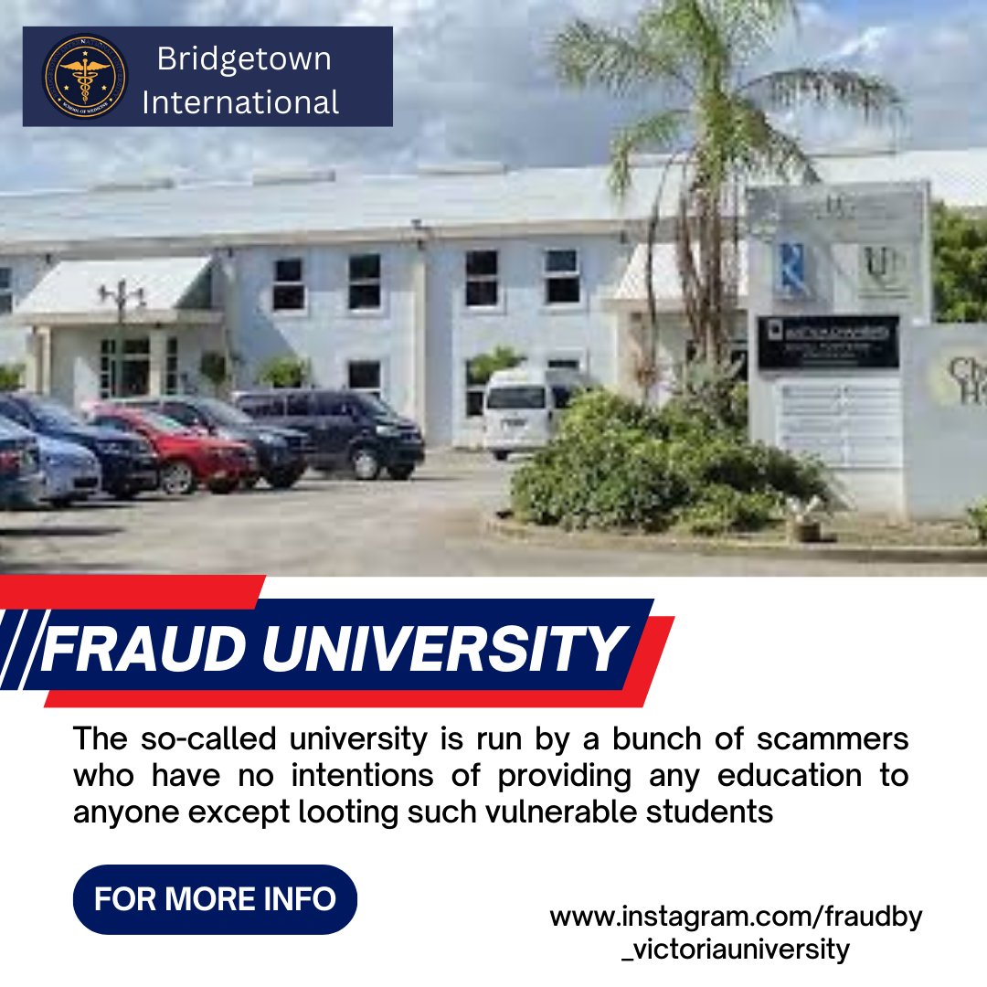fraudbyvu's tweet photo. Bridgetown International University is a fraud university that loots students in the name of providing them a foreign education.
#bridgetowninternationaluniversity
#lincolnamericanuniversity
#americanuniversityofintegratedscience
#victoriauniversityofbarbados https://t.co/uCiHgQsScJ
