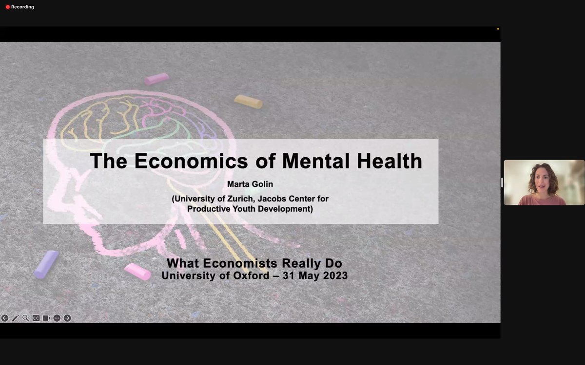 Daanvdongen's tweet photo. Highly engaging presentation by @MartaGolin on the importance of mental health for socio-economic outcomes in this week’s @OxfordEconDept seminar!👏 https://t.co/b8haD80CY1
