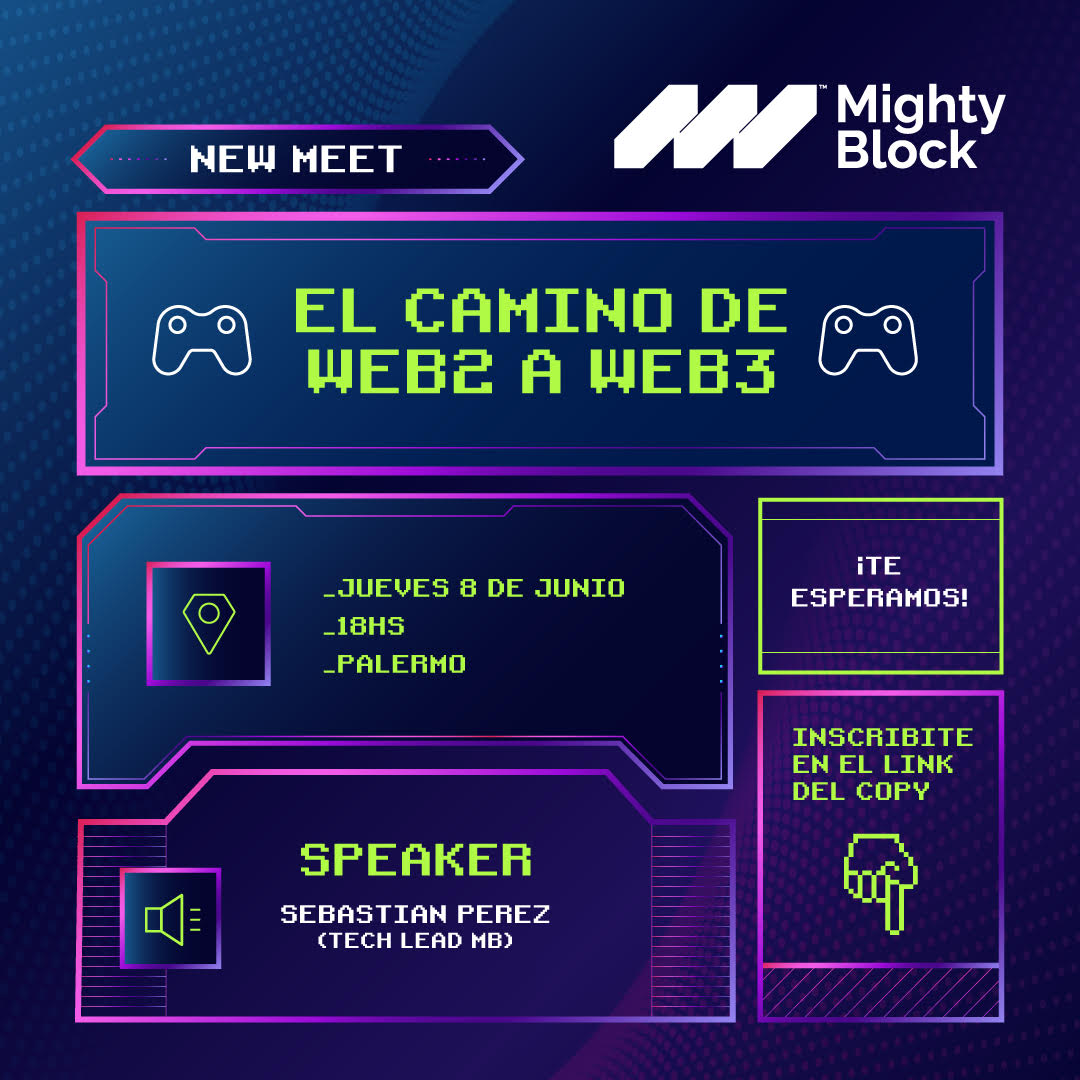 mighty_block's tweet photo. 🔥 Te invitamos a nuestro Meet Up #3!
🏔 Si estas por emprender como developer el camino de Web2 a Web3, te invitamos a que te sumes, inscribiéndote en el siguiente link: https://t.co/AGz6OvU2kv
Speaker @sebaleoperez https://t.co/XUfyFe5Rvn