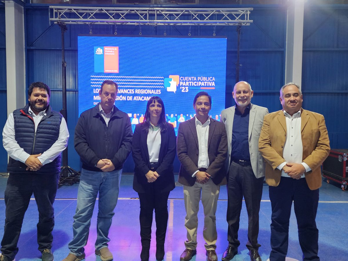 Representantes CChC #Atacama, liderados por su presidente, <a href="/jphuccuc/">Juan Pablo Hinojosa</a>, participaron en cuenta pública <a href="/minvuatacama/">MINVU Atacama</a>, realizada por Seremi <a href="/RocioAtacama/">Rocío MINVU ATACAMA</a>, donde se informó sobre la importante labor realizada y la relevancia de seguir afianzando la labor público-privada en la región