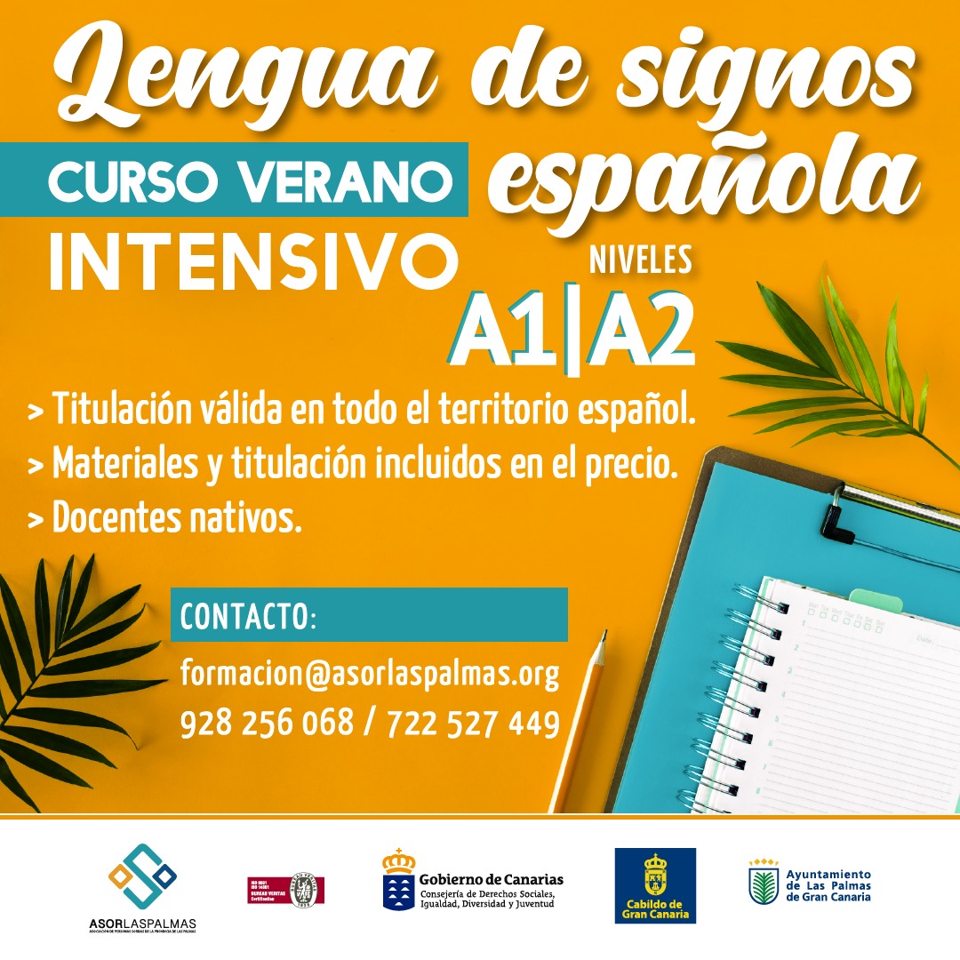 ¡NUEVOS CURSOS INTENSIVOS DE VERANO! – JULIO DE 2023
*Presenciales: niveles A1 y A2
*En línea: nivel A1
¡No pierdas tu plaza! Infórmate y preinscríbete en el siguiente link: 
forms.gle/e7dDazm6q43oY6… 
Más información: 928 256 068 / 722 527 449 / formacion@asorlaspalmas.org