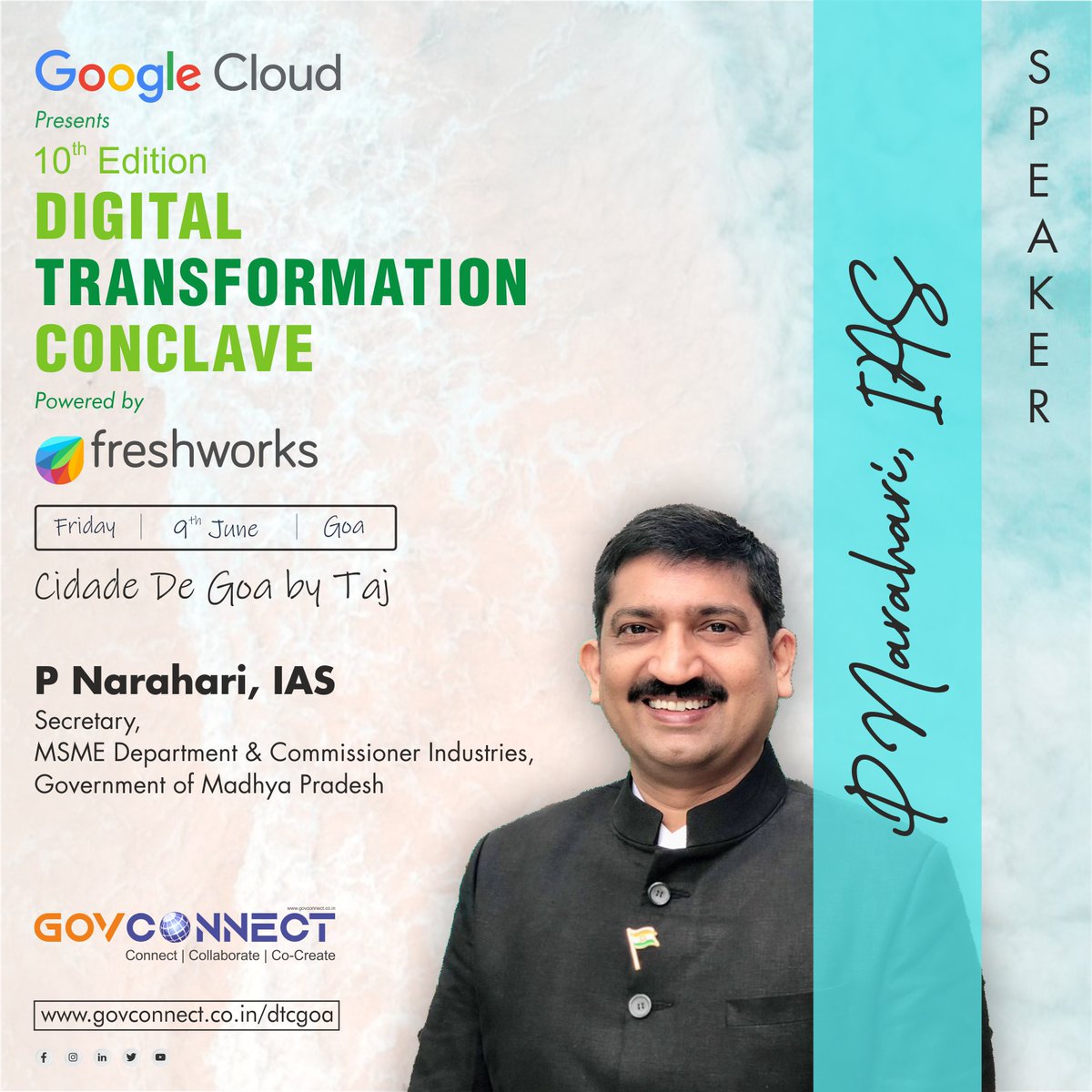 ilougemedia's tweet photo. We are excited to announce that @pnarahari, Secretary, MSME Dept &amp; Commissioner Industries, Govt of MP will be joining us as a Speaker at the 10th 𝕯𝖎𝖌𝖎𝖙𝖆𝖑 𝕿𝖗𝖆𝖓𝖘𝖋𝖔𝖗𝖒𝖆𝖙𝖎𝖔𝖓 𝕮𝖔𝖓𝖈𝖑𝖆𝖛𝖊 in 𝑮𝒐𝒂.

𝑺𝒉𝒐𝒘 𝑰𝒏𝒕𝒆𝒓𝒆𝒔𝒕: https://t.co/BwJnkofUh3

#DTCGoa https://t.co/USRcaaKhZW