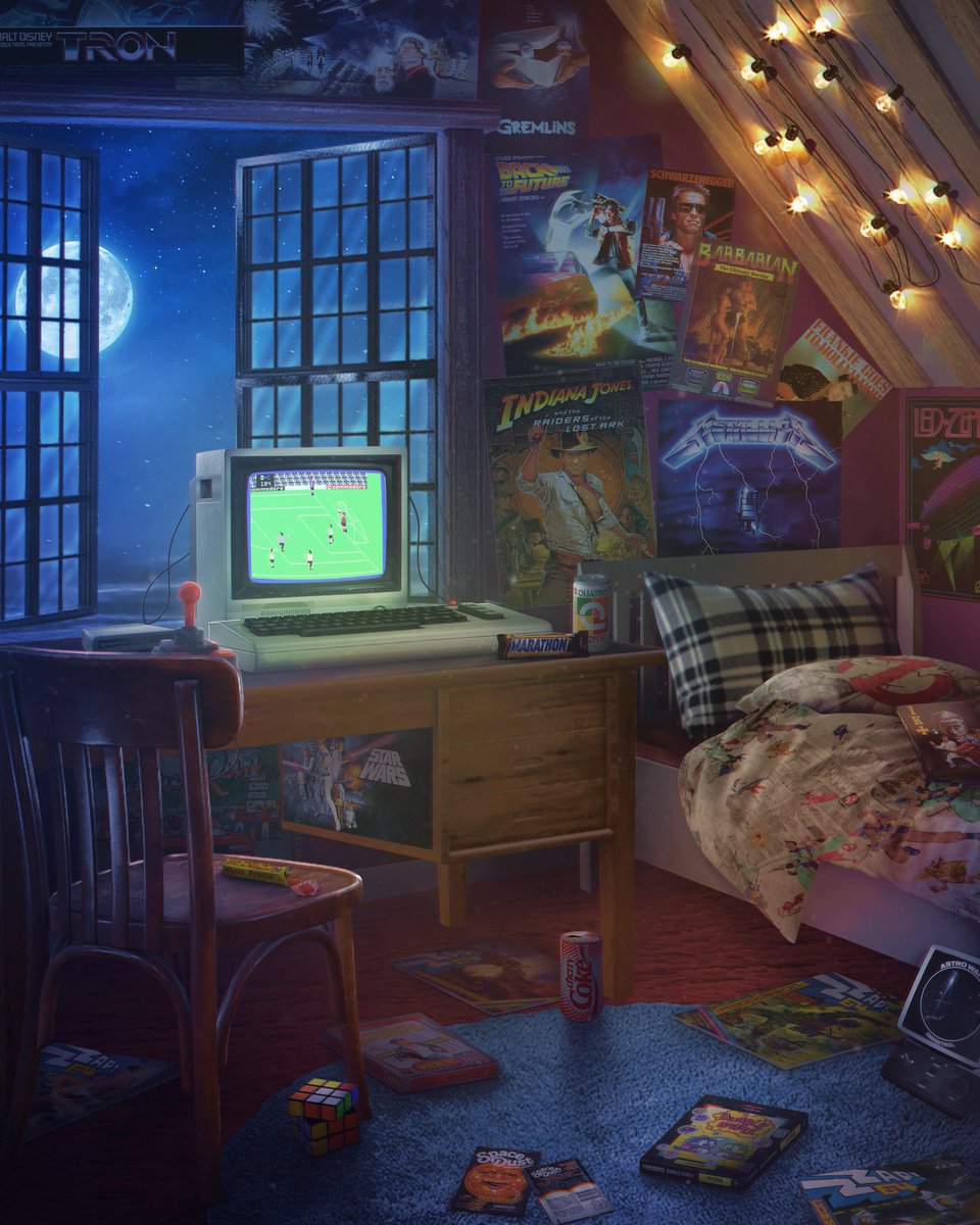C64Reloaded's tweet photo. A huge thank you to the enormously talented @aksel_design for creating this amazing image of my #C64 obsessed childhood. I absolutely love it. Please give him a follow and check out his art at https://t.co/6BsE53B7Rb https://t.co/220n0RYs9K