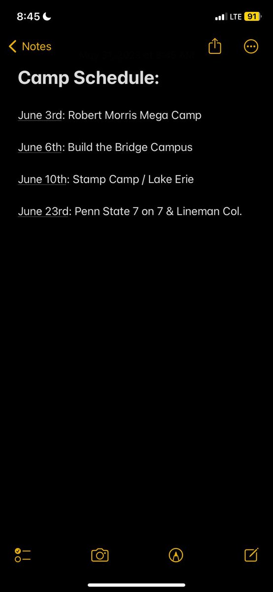 Excited to announce the camps I will be attending this summer, and showcasing my abilities on the field!! @CoachCurtain216 @Avery_Eursher13 @_CoachNicholson @CallMeRo_25