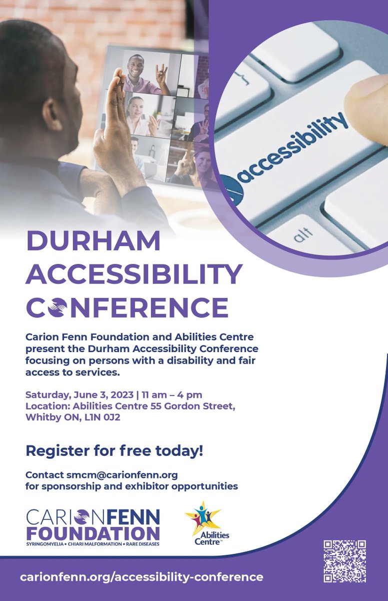 carionfenn's tweet photo. Check out Durham Accessibility Conference June 3, 2023. @carionfenn Foundation in partnership with
@AbilitiesCentre. Learn more at https://t.co/ErKjFoKS3T. #aoda #disability #businessaccessibility #accessAbility #durhamregion #townofwhitby #whitby #townofajax #accessRights https://t.co/eDwC8tRLa6