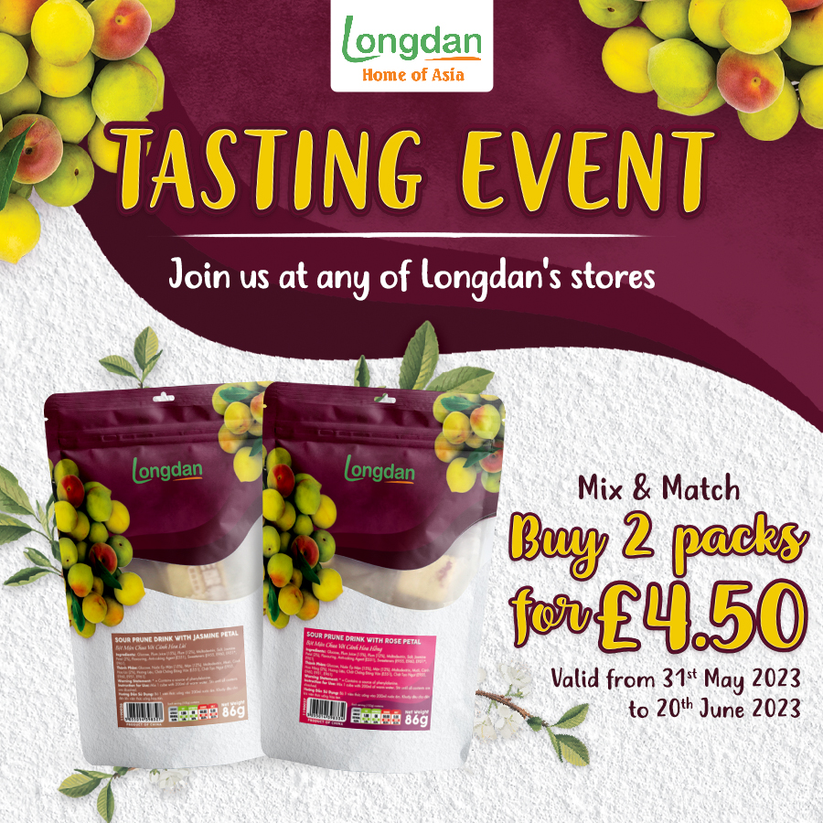 Plumtastic Tasting Event with Longdan🍑✨

✅ From 31st May to 20th June 2023
✅ Join us at any of Longdan's stores
_________
🛒 longdan.co.uk
🏢 Location: longdan.co.uk/pages/locations
#longdan #longdanstores #asiansupermarket #homeofasia #orientalsupermarket