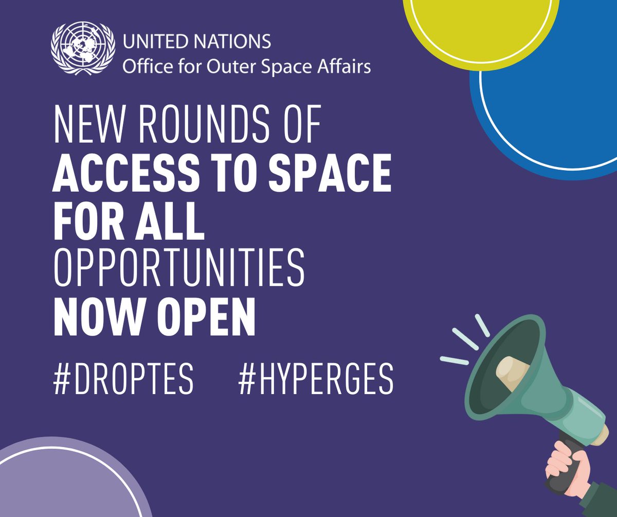 UNOOSA's tweet photo. 📢BREAKING NEWS!

👀#AccSpace4All ground-based opportunities are OPEN for applications!

➡️#DropTES microgravity experiments at @ZARM_en supported by @DLR_SpaceAgency 

➡️#HyperGES hypergravity experiments at @ESA_Tech

🧵1/2 https://t.co/8GL9Um3cAP