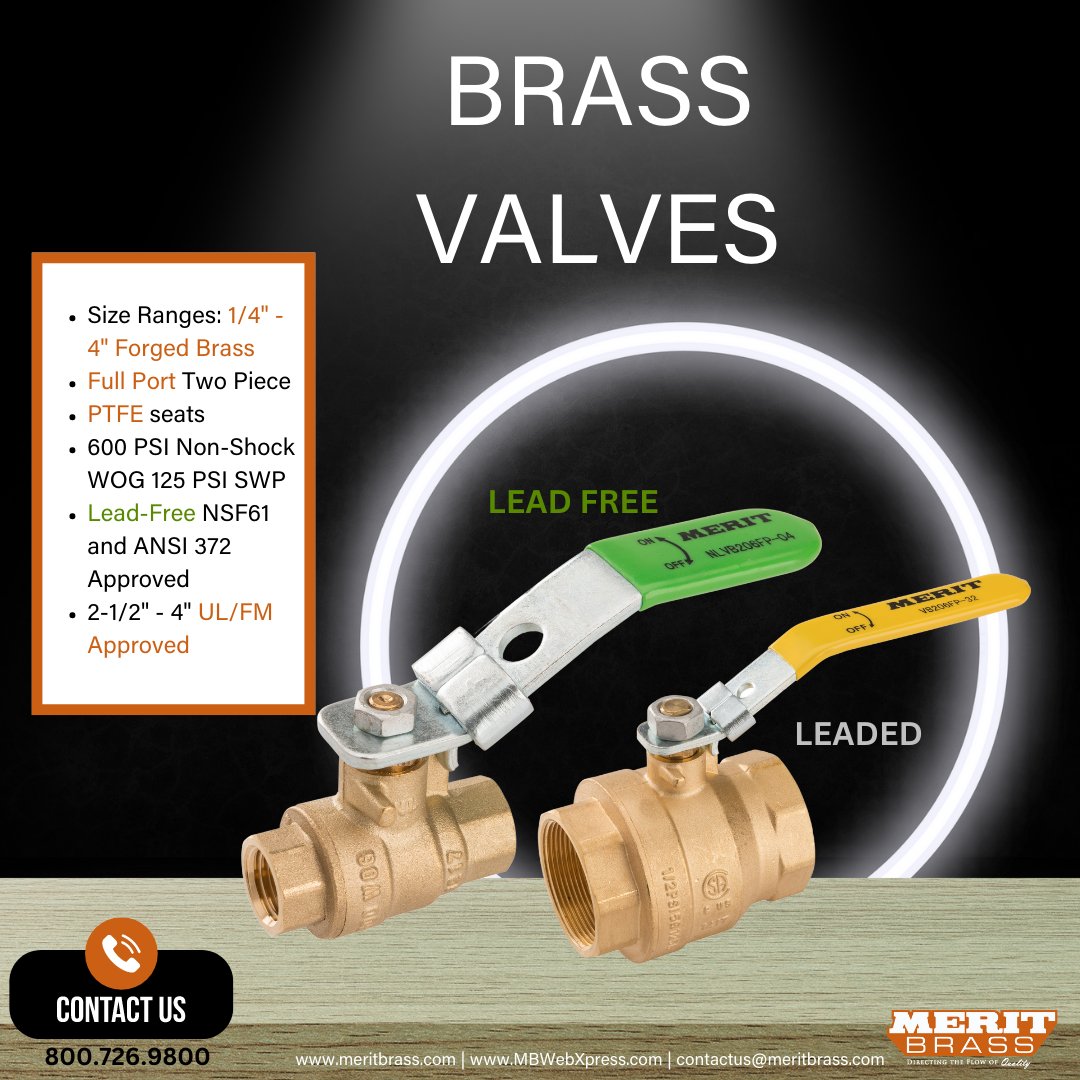 meritbrassco's tweet photo. Discover #Leaded and #LeadFree #BrassBallValves at #MeritBrass! Our 2-piece forged body brass ball valves are available in sizes 1/4" - 4" and conform to MSS-SP-110. Contact our team to learn more or explore our entire offering on MBWebXpress!
https://t.co/2B6jVHLPh7 https://t.co/wHE8AUh5Gj
