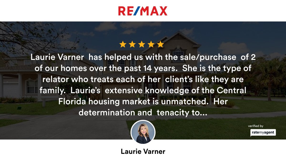 realtorvarner's tweet photo. My latest RateMyAgent review in Kissimmee.

https://t.co/CxjkGWrMcT

...
#ratemyagent #realestate #REMAX_Premier_Properties https://t.co/8lY3gaBbAm