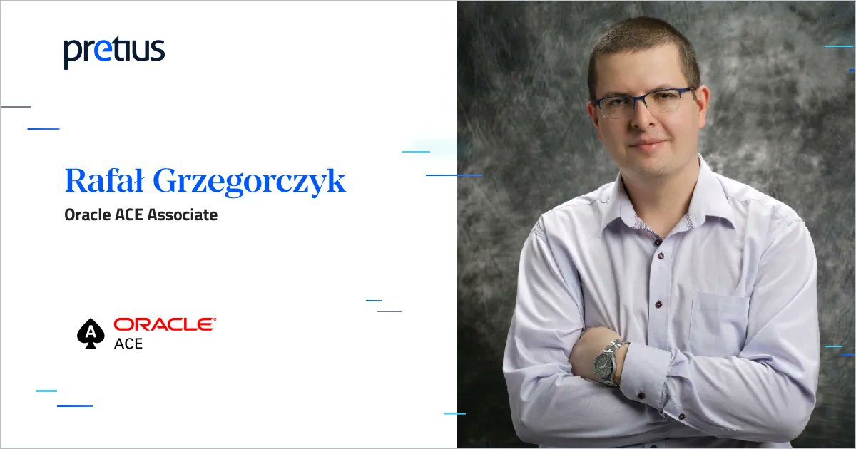 Pretius (@pretiussoftware) on Twitter photo <a href="/cieslik_l/">Lech Cieślik</a> and <a href="/r_grzegorczyk/">Rafal Grzegorczyk</a> have been recognized as Oracle ACE Associates! Pretius now has a total of 4 individuals with <a href="/oracleace/">Oracle ACE Program</a> distinctions which is a pretty strong group, considering there are only 12 developers in Poland with ACE titles. Congrats guys! 👏 👏 #orclapex <a href="/cieslik_l/">Lech Cieślik</a> and <a href="/r_grzegorczyk/">Rafal Grzegorczyk</a> have been recognized as Oracle ACE Associates! Pretius now has a total of 4 individuals with <a href="/oracleace/">Oracle ACE Program</a> distinctions which is a pretty strong group, considering there are only 12 developers in Poland with ACE titles. Congrats guys! 👏 👏 #orclapex