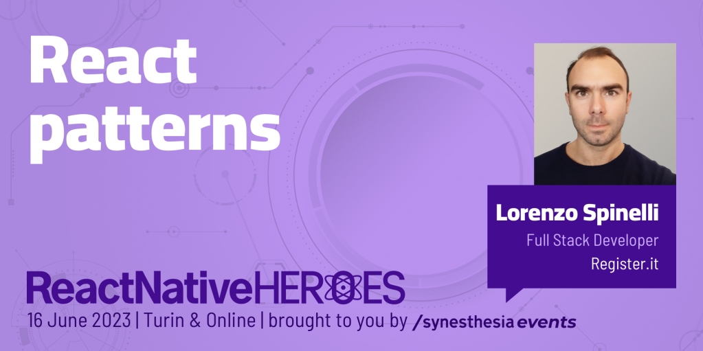 Welcome @spinaLorenzo to #ReactNativeHeroes23 
He'll share how the correct design principles and design patterns can create a three-tier UI architecture to build applications with React that are clean, maintainable, testable, and infinitely scalable.
 reactnativeheroes.com/2023/speakers/