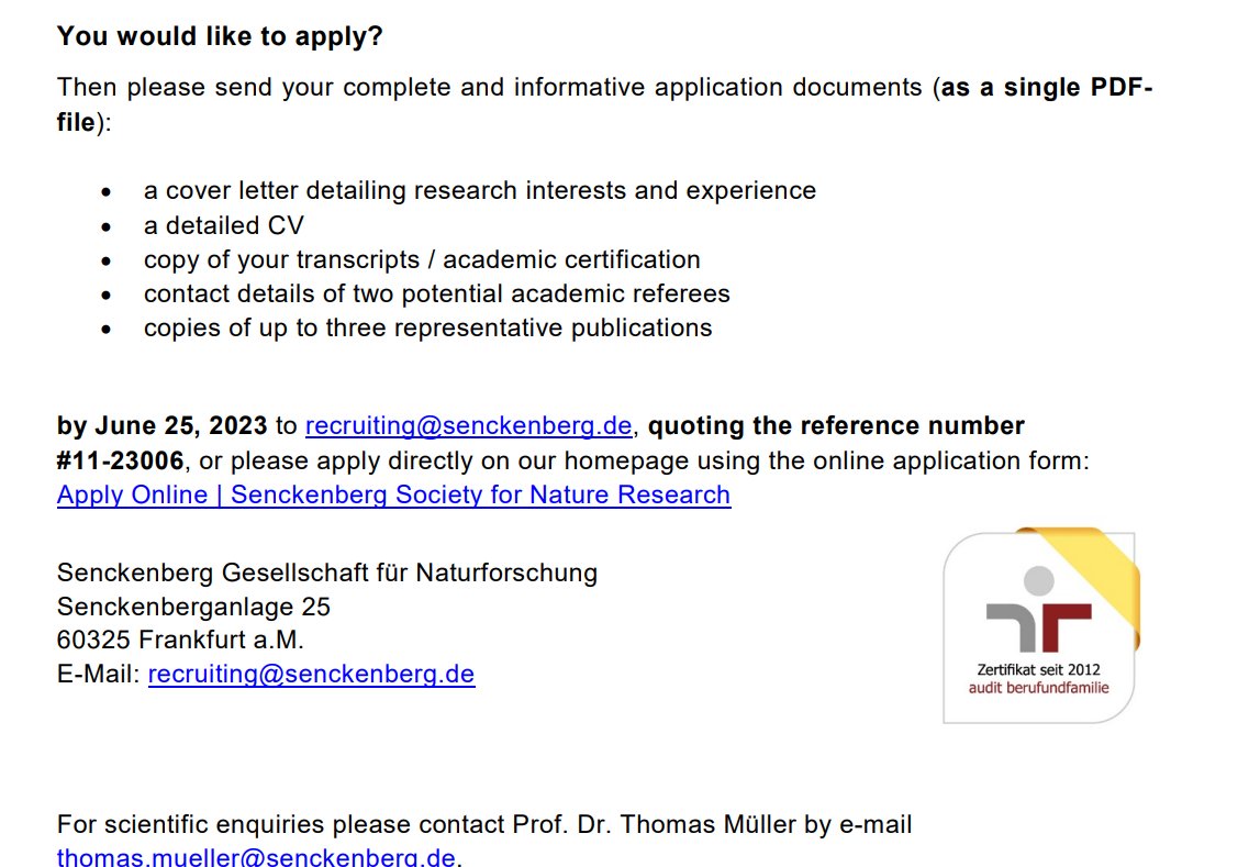 Cool #postdoc position on advancing our understanding of connectivity for land mammals in the #Anthropocene with Thomas Mueller @Senckenberg 

Deadline: June 25th