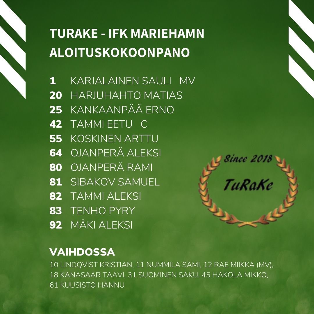 🔥 Kotijoukkueen kokoonpano! 🔥

Tervetuloa Turun Yläkentälle illalla klo 18.00! Luvassa on hieno ilta 🤩

#turku #suomencup #suomifutis