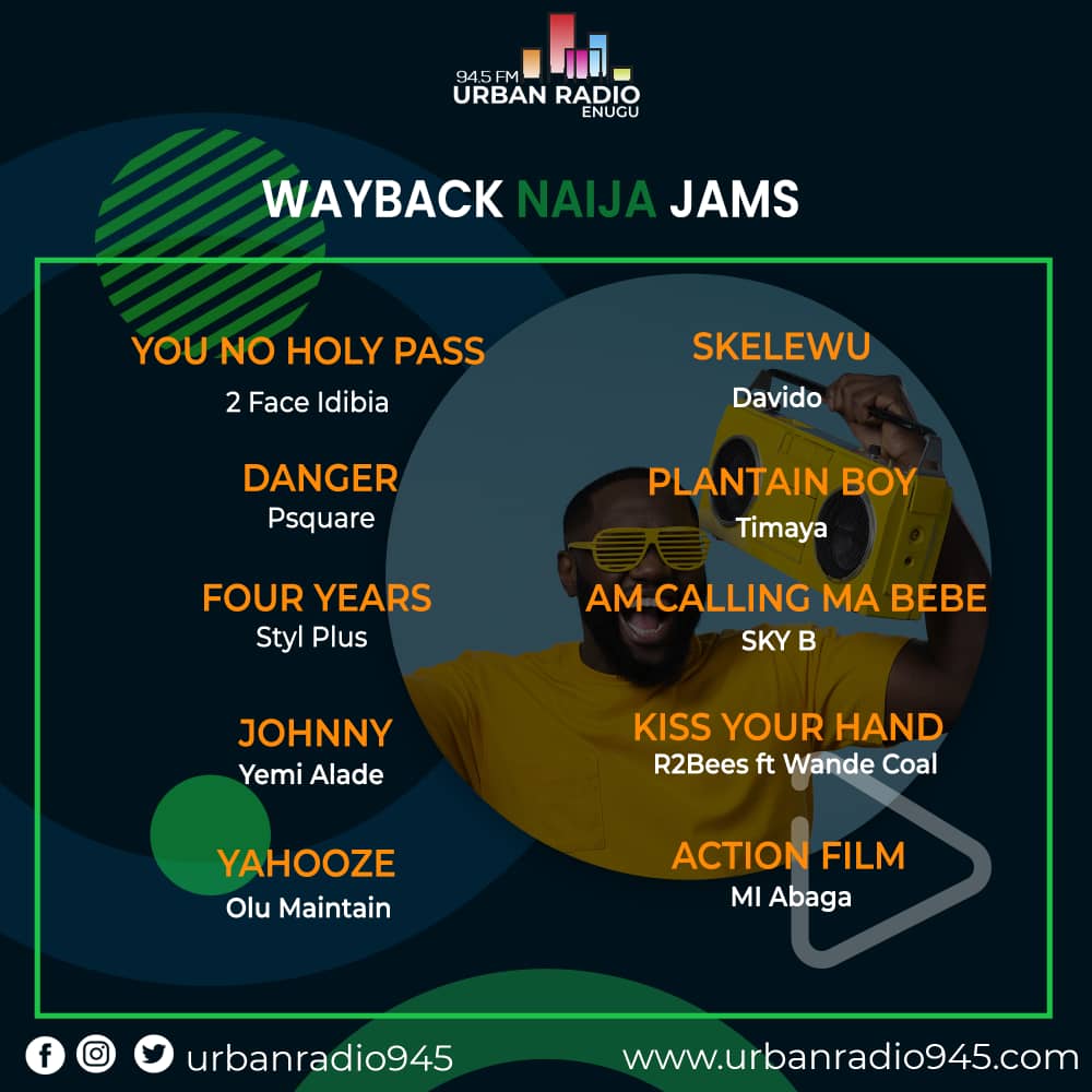 It's Naija 🇳🇬Special day on #WayBackWednesday 🕺🕺
Stream online via🎶🎵 urbanradio945.com