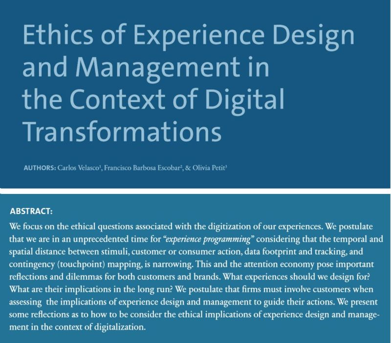 olivia_petit's tweet photo. Our new paper: Ethics of experience design and management in the context of digital transformations with @velascop   &amp; @fjbarbosae  Link: https://t.co/6JDatjIYfu https://t.co/z5moOfeVVL
