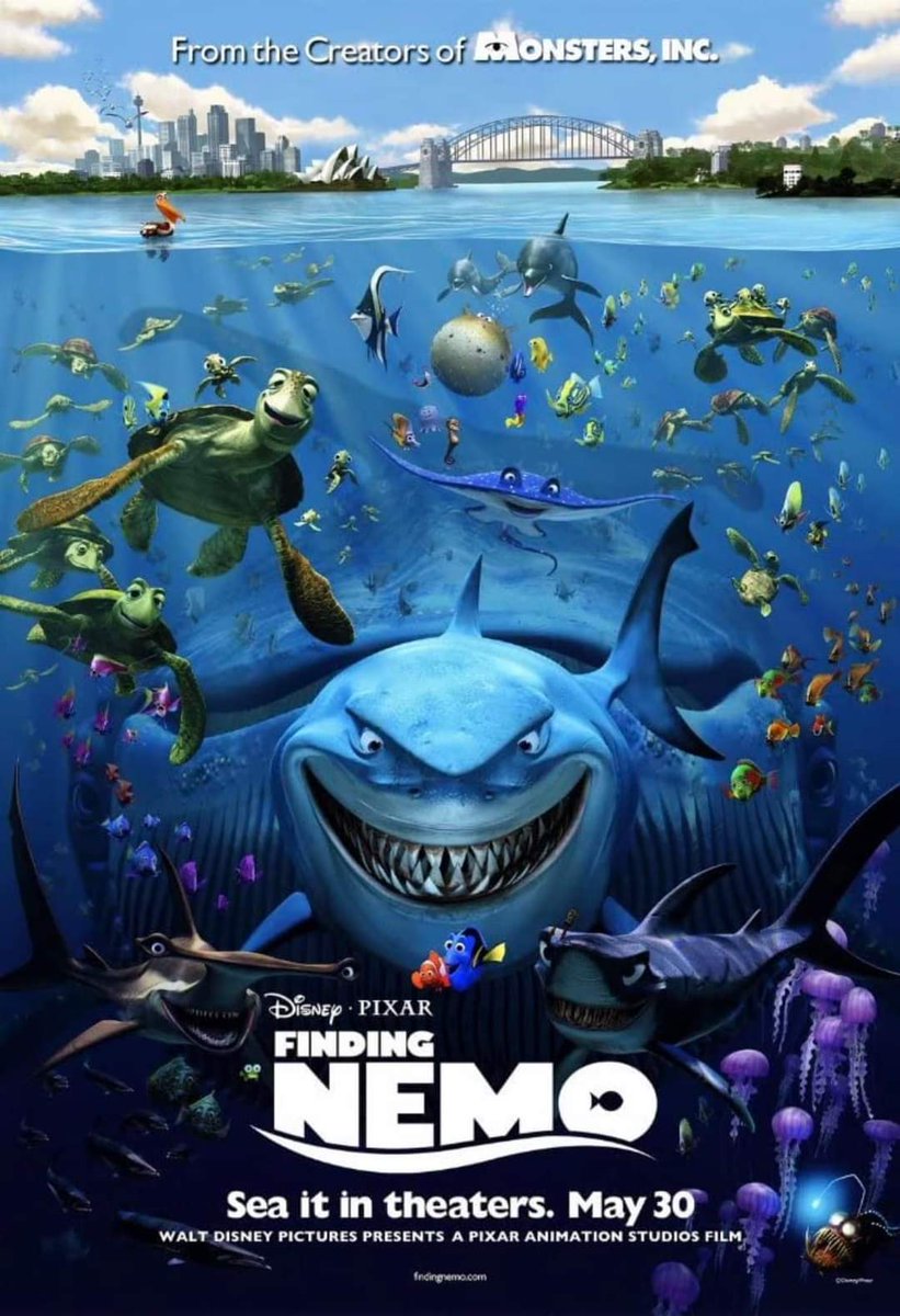 Kitsulie's tweet photo. Finding Nemo was released 20 years ago today!  (May 30, 2003) Can you believe it? It's aged like wine and still one of the best Pixar films #FindingNemo20 https://t.co/DvkiTwVdrY