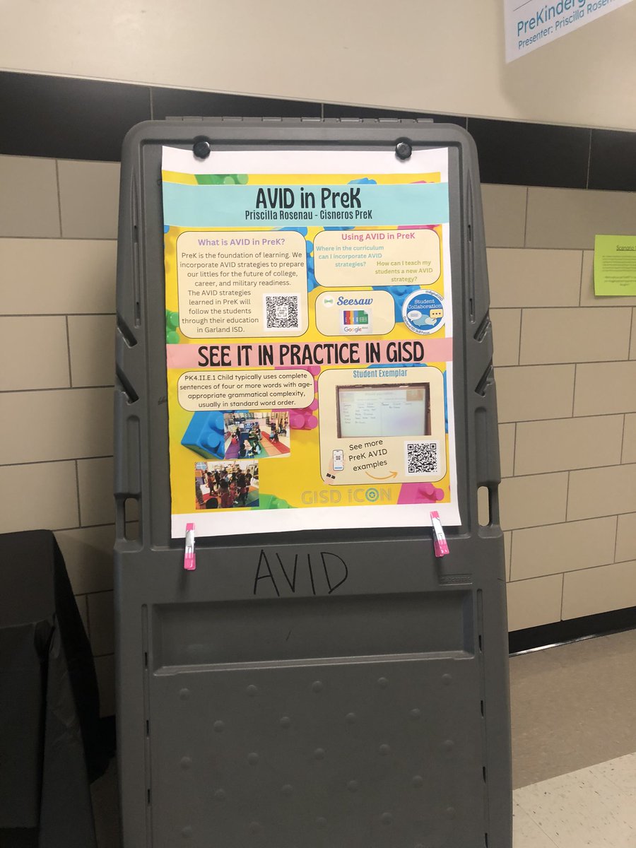 This @Cisneros_Cubby is set up and ready to present my Best Practices poster for #gisdicon all about @AVIDGISD @AVID4College and #GISDPreK. 💕 @DigitalGISD can I take my sign to school? 😁@CisnAndy @evmoreno @ChasityDBass @Nifty_Nancy9 @nestedlearning