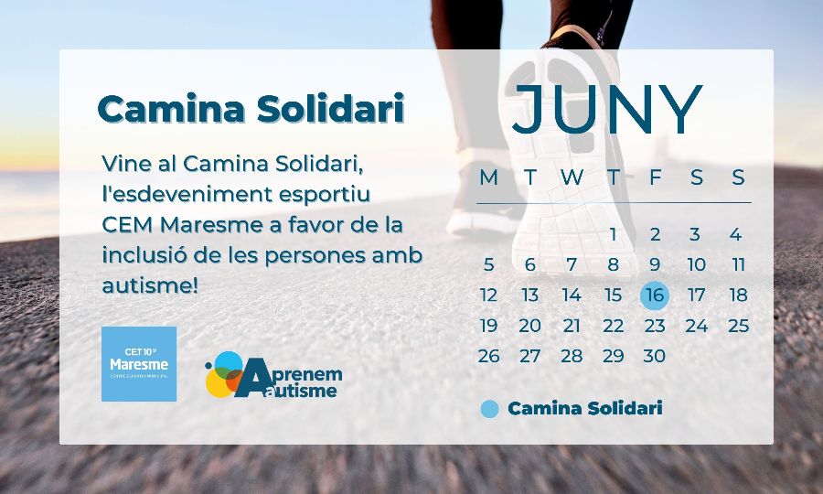 🚶T'imagines que només caminant 5km poguessis millorar l'acompanyament de les persones amb autisme? 

Inscriu-te al #CaminaSolidari organitzat per CEM Maresme 👉 cemmaresme.com