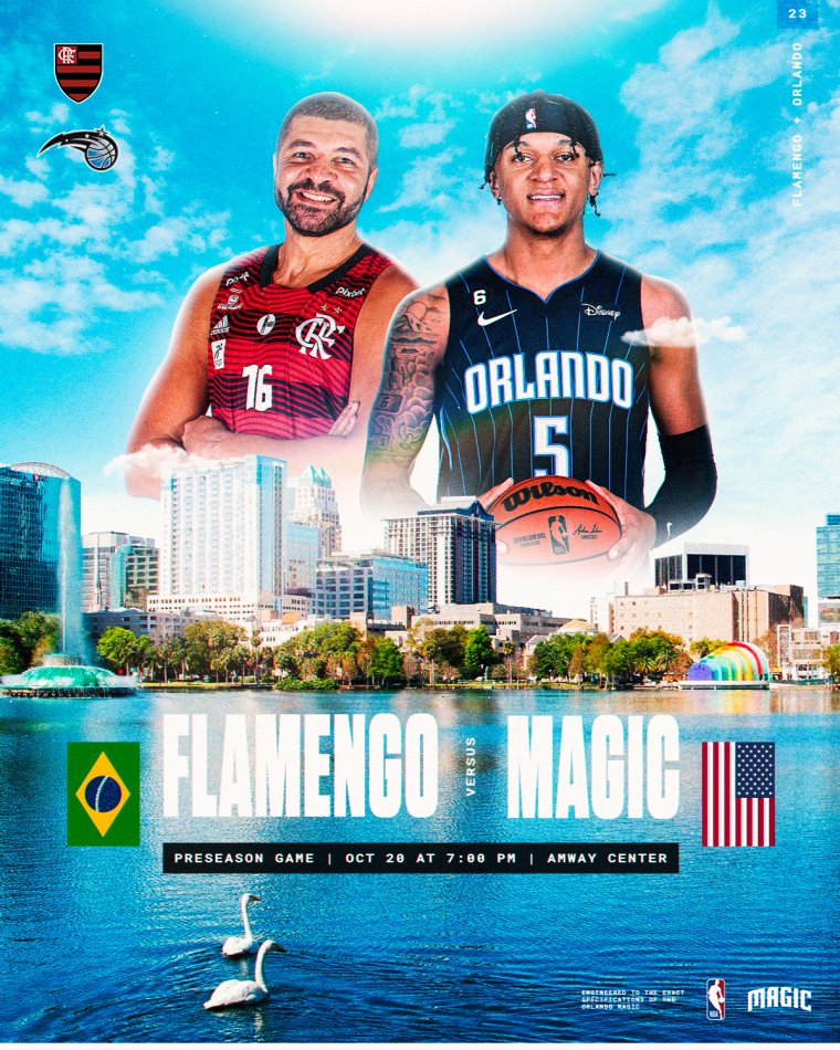 O #FlaBasquete desembarca nos Estados Unidos, em outubro, para enfrentar o Orlando Magic pela quarta vez na história. A partida marcará o encerramento do calendário de pré-temporada da franquia norte-americana, bicampeã da Conferência Leste da NBA. 
flamengo.com.br/noticias/basqu…