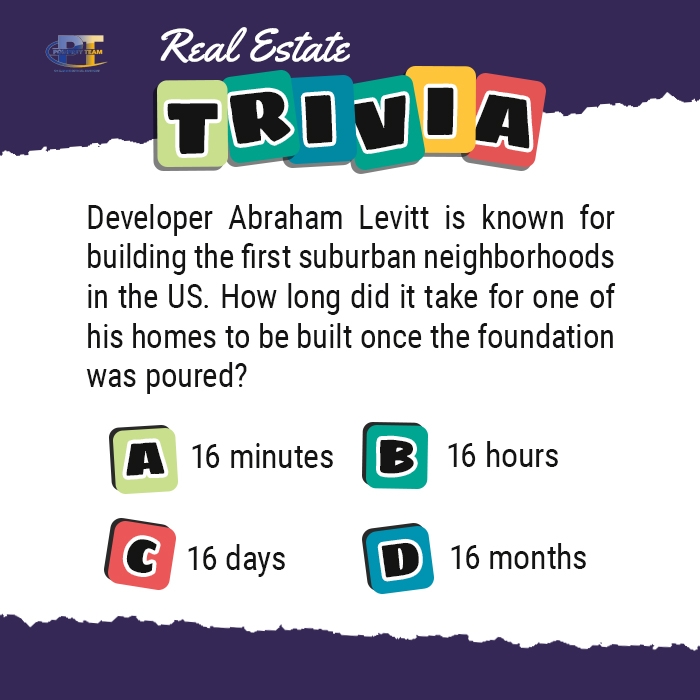 It's trivia time!
The first person to email the correct answer to marketing@marylandhomes.pro wins a $25 gift card!
Good Luck 
#trivia #contest #realestate #thepomfreyteam