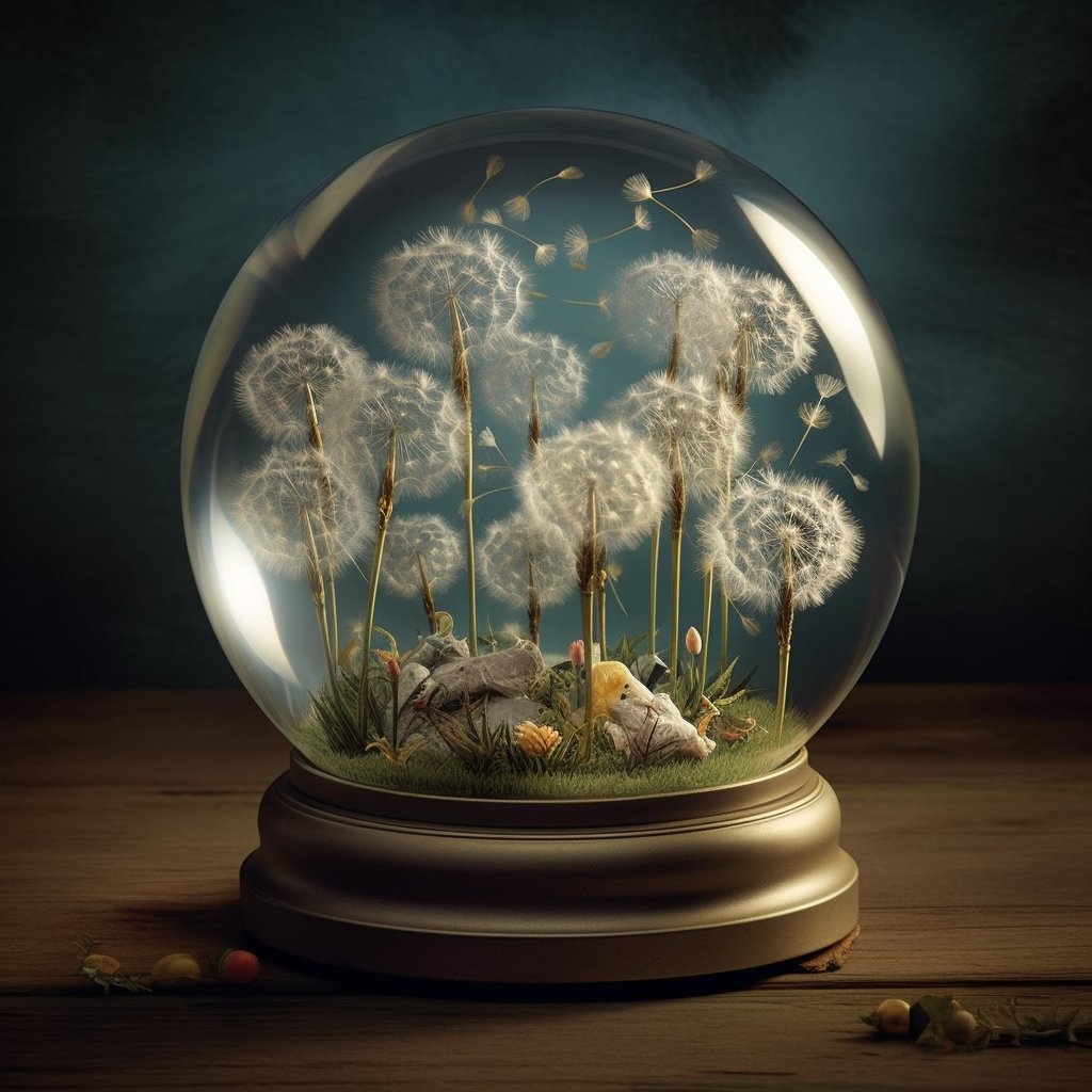 snow globe containing delicate dandelions @midjourney #midjourneyV5 #aiartgeneratedart #generativeart #generativeartwork #artificialintelligenceai #aiartgenerator #aiartwork #aiartworks #artificialintelligence #midjourney #midjourneyart #midjourneycommunity