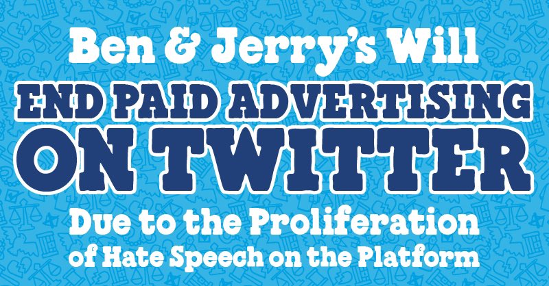 Our statement regarding our end to paid advertising on Twitter due to the proliferation of hate speech on the platform: benjerrys.co/3oCH6EK