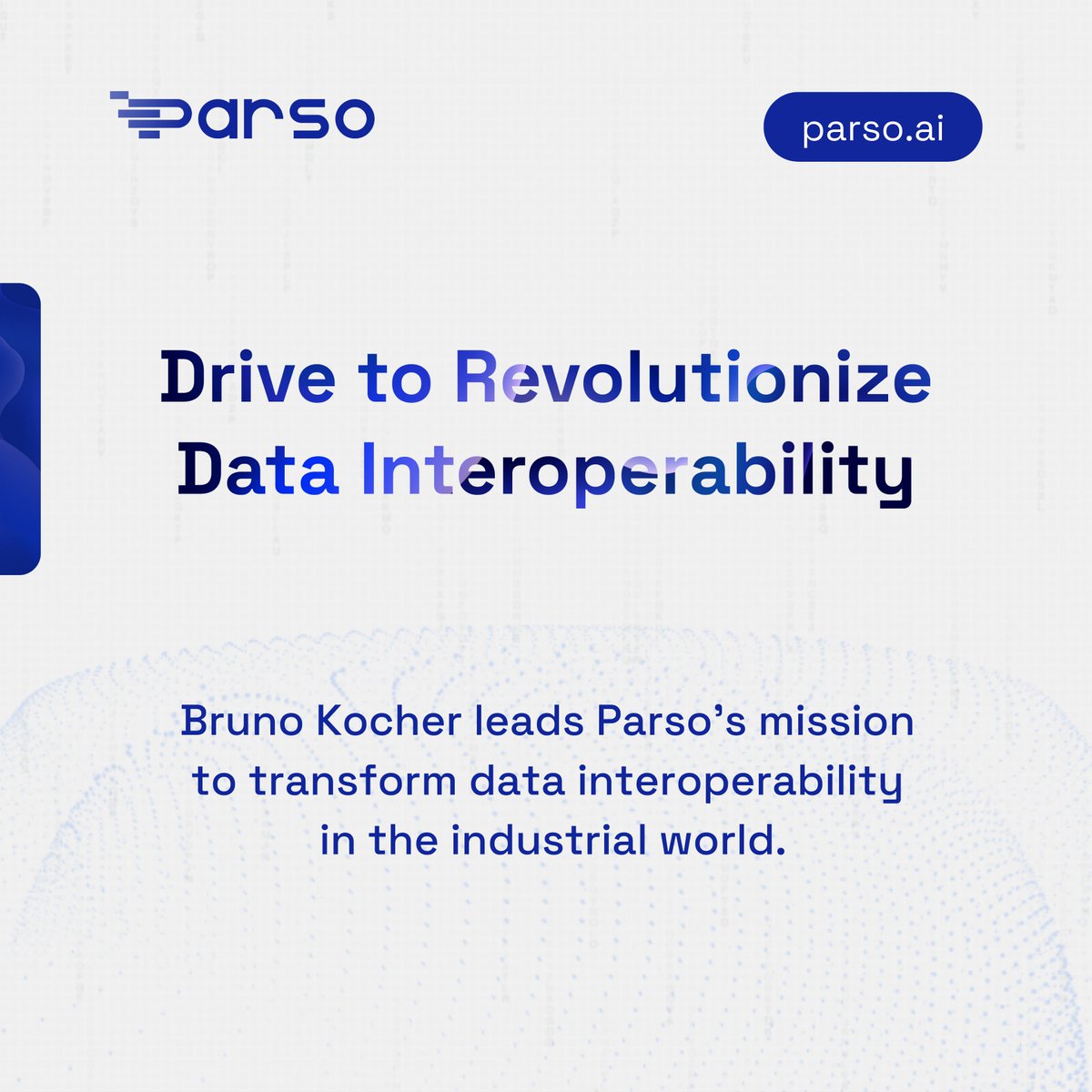 Parso_ai's tweet image. Introducing Bruno Kocher, the CEO of Parso!
"Parso is set to revolutionize the productivity landscape and transform the industrial market by unlocking the full potential of data interoperability and connected workspaces."
#DataInteroperability #DigitalTwins #IndustrialMetaverse