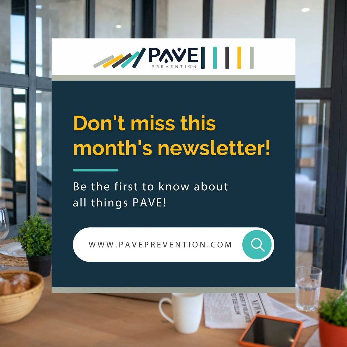 PavePrevention's tweet photo. Don't miss this month's newsletter!

Sign up at https://t.co/CEdDvq8LIi and be the first to know about all things PAVE! 
#PAVE #PAVEPrevention #SafetyTraining #SelfDefense #Violence #ViolencePrevention #WorkplaceViolencePrevention #SafetyAtWork #RespectAtWork #PreventionPrograms https://t.co/nFQMOhqLoa
