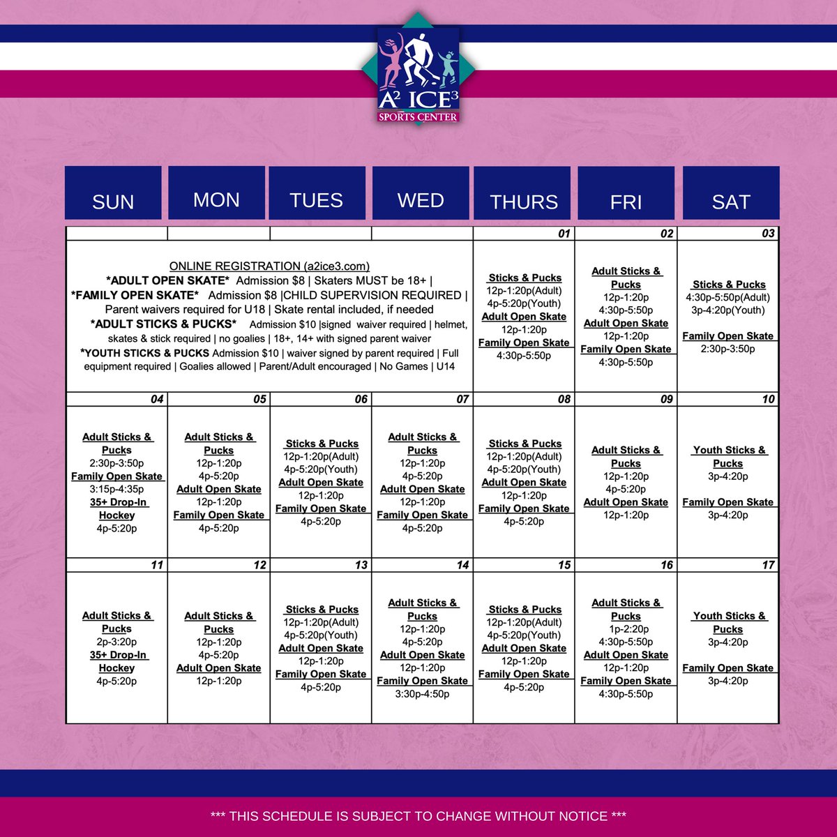 BiggbyIceA2's tweet photo. 
☀️ June Here We Come!

👀Quick look into what’s happening at the rink the next couple weeks for drop in programs - as always continue to check the schedule on our website for the full and most up to date listings!
 #AnnArborIceCube #A2Ice3
https://t.co/oWDlakoL1K https://t.co/qq1bqBQL7L