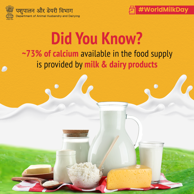 Dept_of_AHD's tweet photo. Milk - the yummiest, most reliable and most affordable source of calcium!
Did you have a glass today?
#WorldMilkDay #WMD2023 #DairyIndia #CheersToMilk https://t.co/mGHHCppQmS