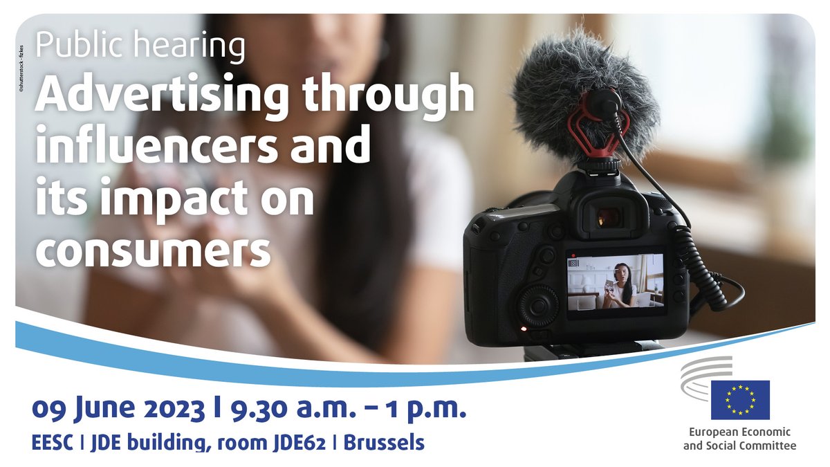 EESC Single Market (@eesc_int) on Twitter photo 🆕Join us to our public hearing on 9 June at the <a href="/EU_EESC/">European Economic and Social Committee</a> to speak about:
âś…the crucial impact on #consumer behaviour of #Influencers advertising on social networks;
âś…the exposure of minors to #Advertising.
👉Check the programme and register europa.eu/!FBGFYT 🆕Join us to our public hearing on 9 June at the <a href="/EU_EESC/">European Economic and Social Committee</a> to speak about:
âś…the crucial impact on #consumer behaviour of #Influencers advertising on social networks;
âś…the exposure of minors to #Advertising.
👉Check the programme and register europa.eu/!FBGFYT