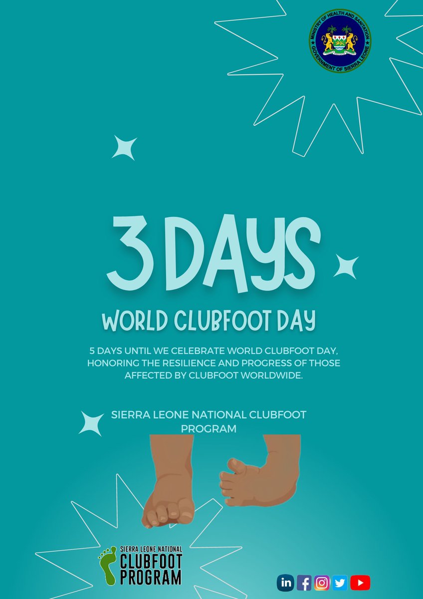 Tick, tock, tick, tock! Only 3 days left until World Clubfoot Day! Let's continue spreading awareness, breaking barriers, and advocating for inclusive care. Together, we can make a lasting impact. Join us on this journey! #WorldClubfootDay #Countdown #InclusiveCare #Together