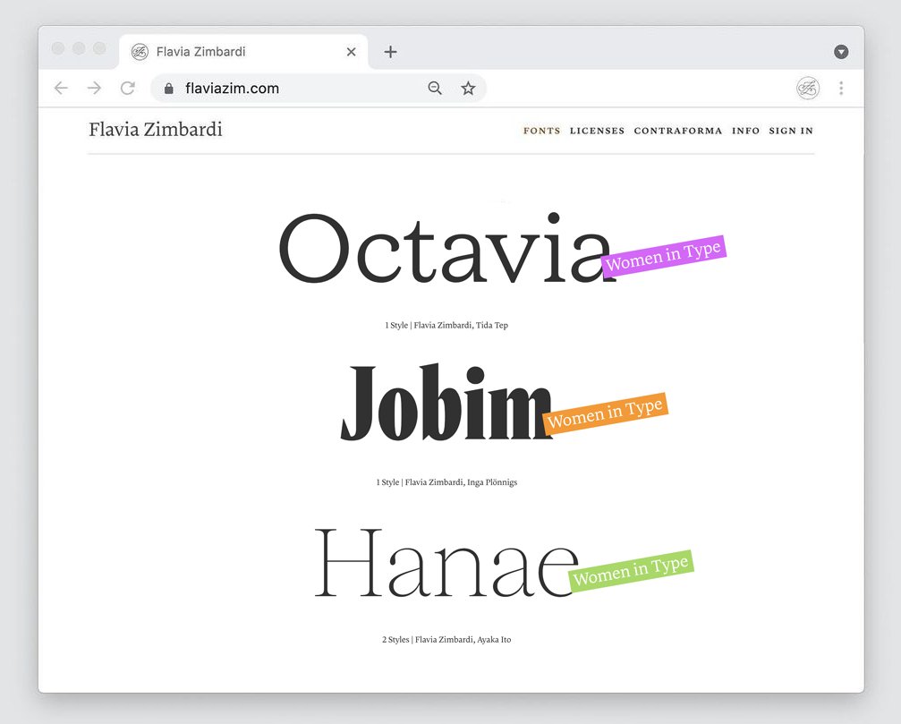 a gentle reminder that all 3 typefaces from the Women in Type collection follow the "in progress" model. you can help us expand by licensing them for a fraction of what will become the final price, with free updates as the project progresses. just head to flaviazim.com