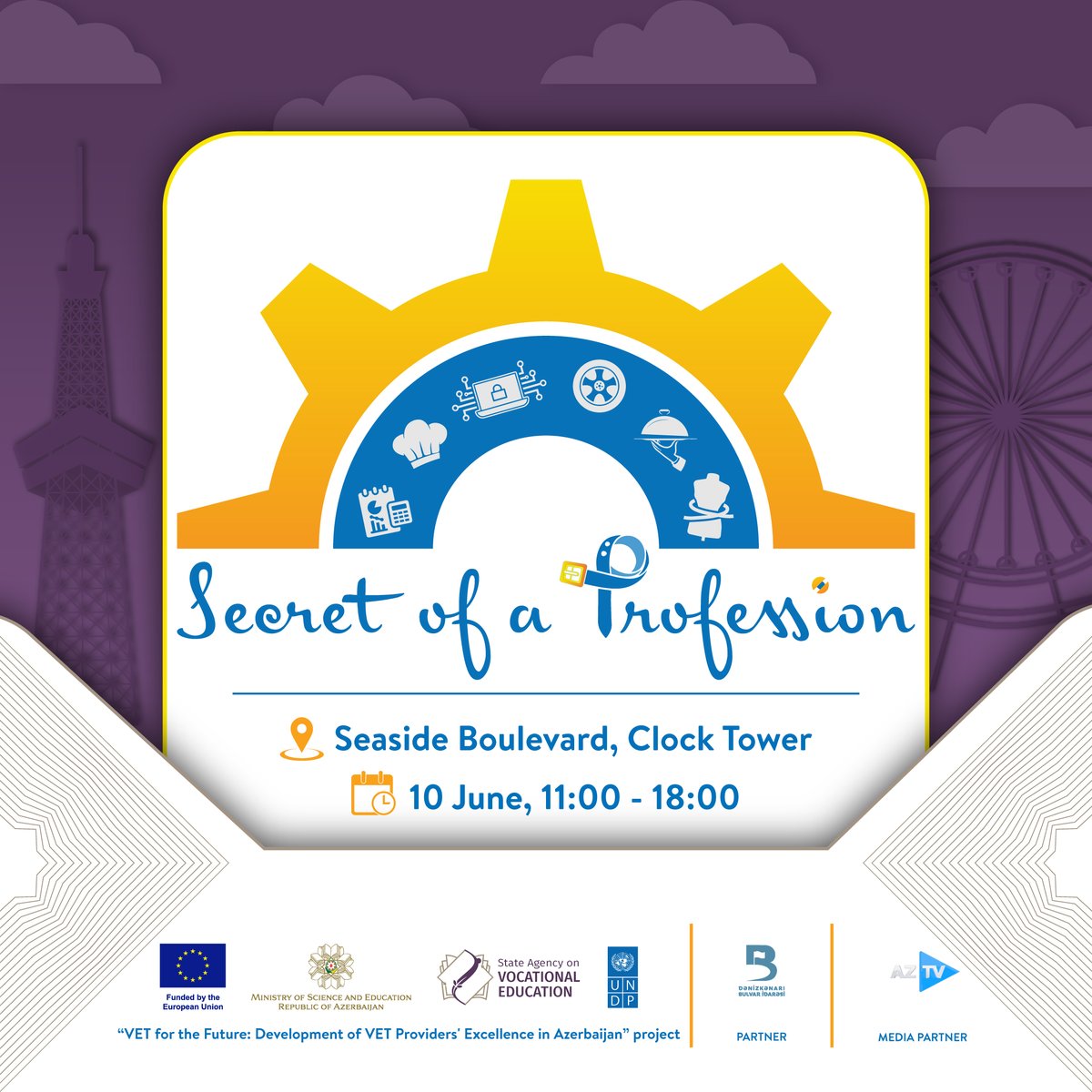 'Secret of a Profession' Festival is coming soon!

W/ our partners, #EU & @vetedugovaz, we help organise the 2nd Vocational #Education Festival in Baku offering:

🔸exhibitions & master classes
🔹fun games
🔸to network w/ professionals
🔹to try new skills. 

#undpeupartnership