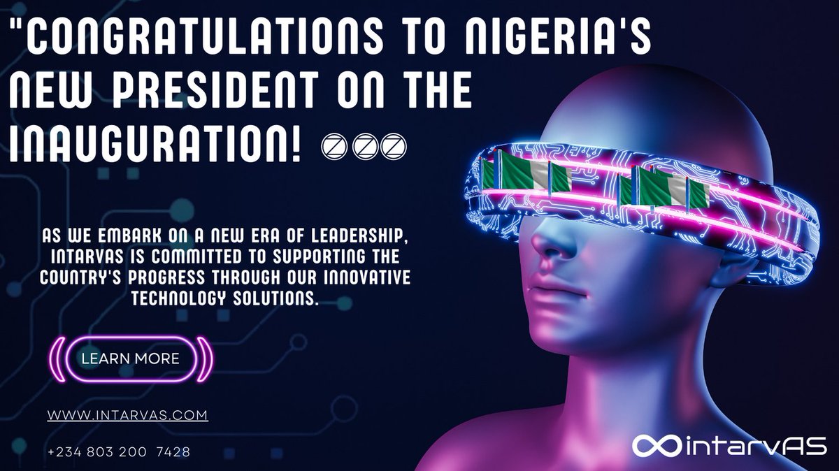 intarvas's tweet photo. At IntarvAS, we are excited about the opportunities this new chapter brings and are dedicated to driving growth and innovation in Nigeria.
#NewChapter #PBAT #PresidentialInauguration #TelecomConsulting #WebDesign #DigitalTechnology #IntarvAS #Nigeria #speedy #petrol https://t.co/rC9H2goDQD